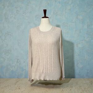 White House Black Market Light Beige Crew Neck Sweater Size XL